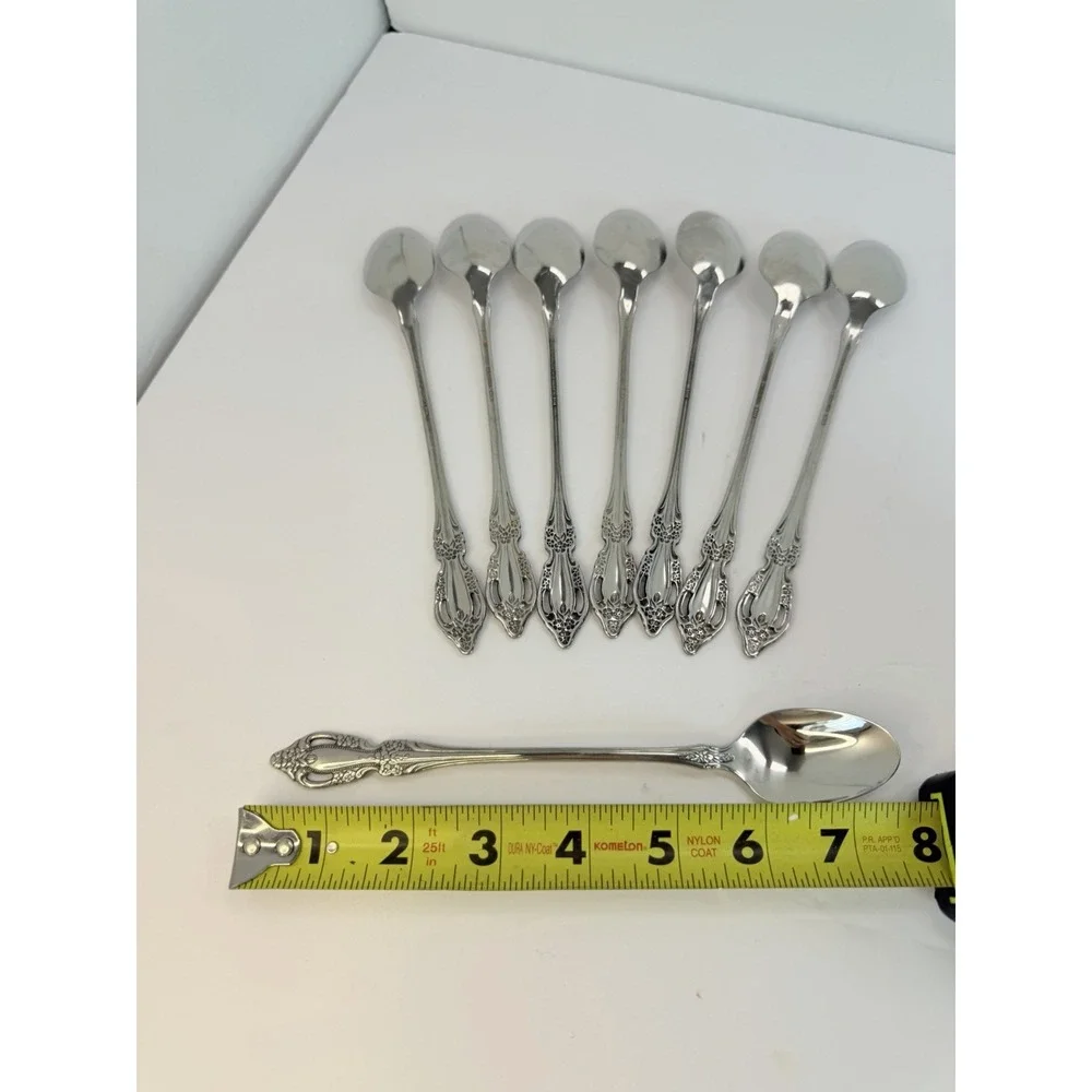 Set of 8 ONEIDA DISTINCTION DELUXE HH Stainless RAPHAEL Iced Tea Spoons 7 1/2